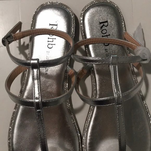 Rohb santini silver t strap bling flat sandals - Picture 3 of 10